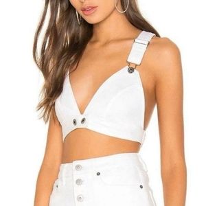 NWT. BB Dakota X REVOLVE Meet Me In VIP Denim Overall Bustier Top, Women’s S
